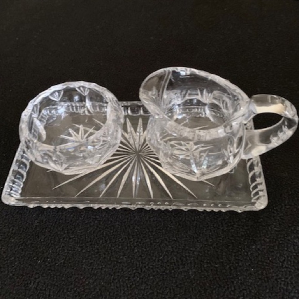 Crystal Sugar and Creamer - Vintage